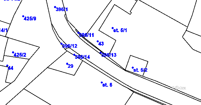 Parcela st. 396/13 v KÚ Jedousov, Katastrální mapa