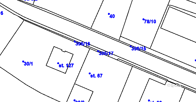 Parcela st. 396/17 v KÚ Jedousov, Katastrální mapa