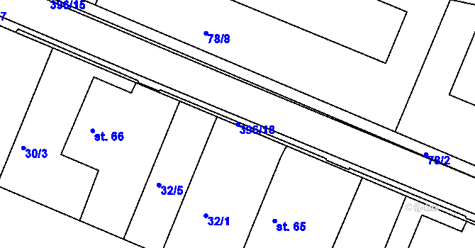 Parcela st. 396/18 v KÚ Jedousov, Katastrální mapa