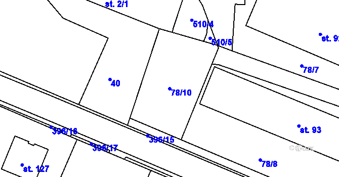 Parcela st. 78/10 v KÚ Jedousov, Katastrální mapa