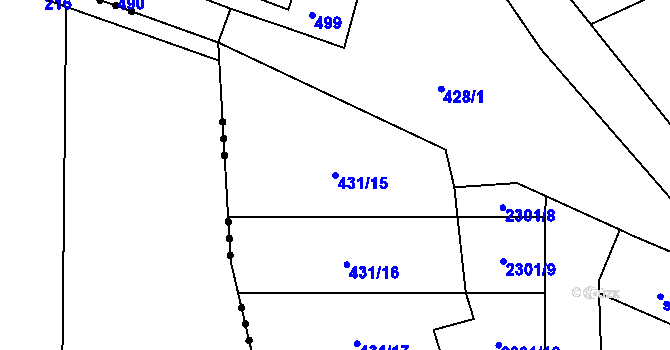 Parcela st. 431/15 v KÚ Jedousov, Katastrální mapa