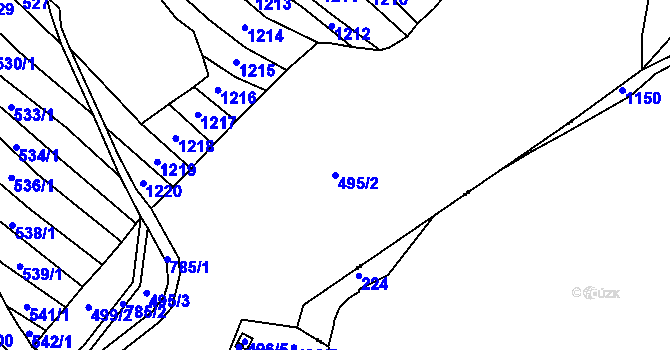 Parcela st. 495/2 v KÚ Jedov, Katastrální mapa