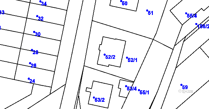 Parcela st. 52/2 v KÚ Jedovnice, Katastrální mapa