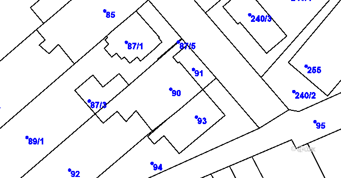 Parcela st. 90 v KÚ Jedovnice, Katastrální mapa