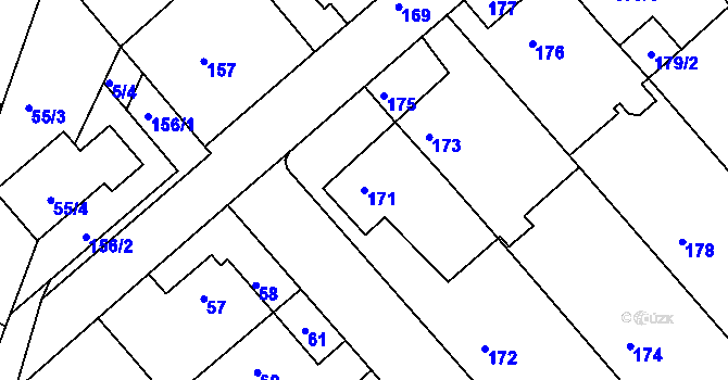 Parcela st. 171 v KÚ Jedovnice, Katastrální mapa