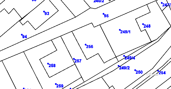 Parcela st. 256 v KÚ Jedovnice, Katastrální mapa