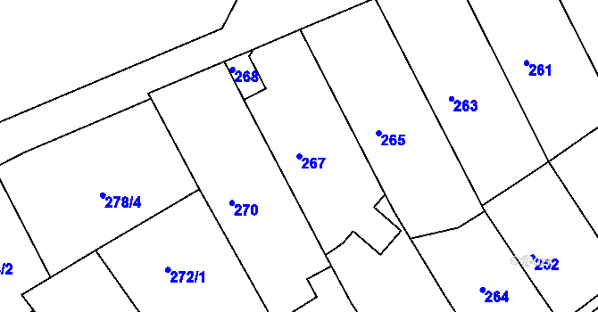 Parcela st. 267 v KÚ Jedovnice, Katastrální mapa