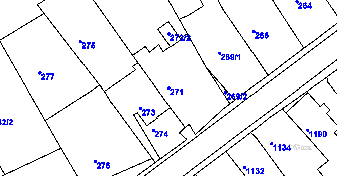 Parcela st. 271 v KÚ Jedovnice, Katastrální mapa