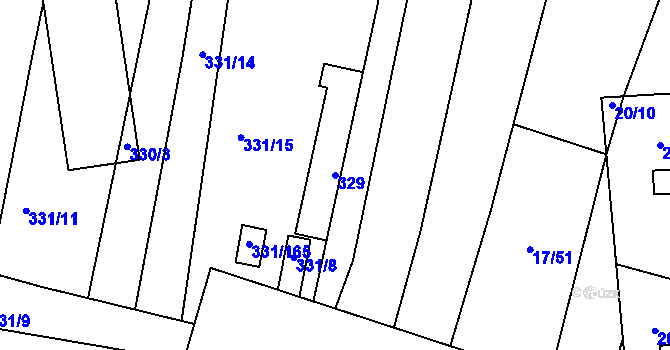 Parcela st. 329 v KÚ Jedovnice, Katastrální mapa