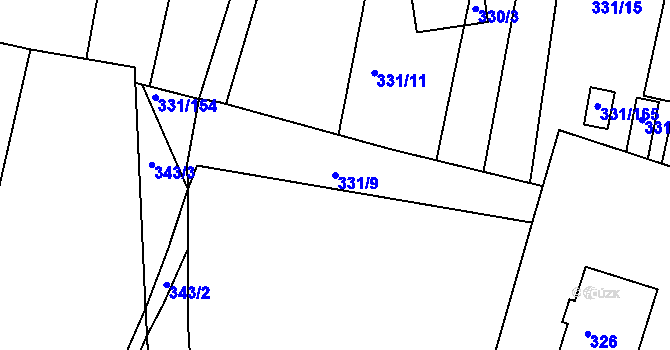 Parcela st. 331/9 v KÚ Jedovnice, Katastrální mapa