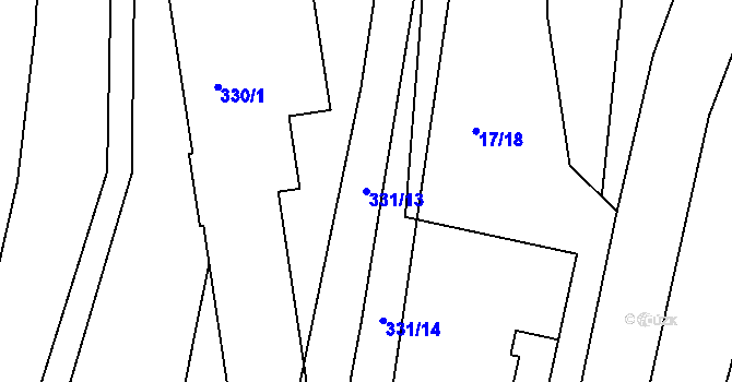 Parcela st. 331/13 v KÚ Jedovnice, Katastrální mapa