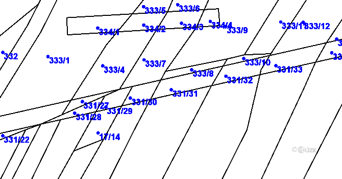 Parcela st. 331/31 v KÚ Jedovnice, Katastrální mapa