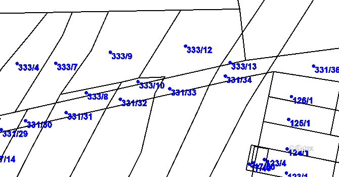 Parcela st. 331/33 v KÚ Jedovnice, Katastrální mapa
