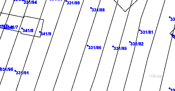 Parcela st. 331/86 v KÚ Jedovnice, Katastrální mapa