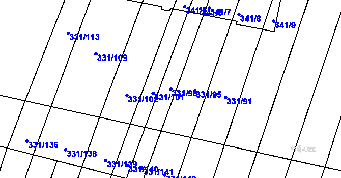 Parcela st. 331/96 v KÚ Jedovnice, Katastrální mapa