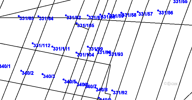 Parcela st. 331/98 v KÚ Jedovnice, Katastrální mapa