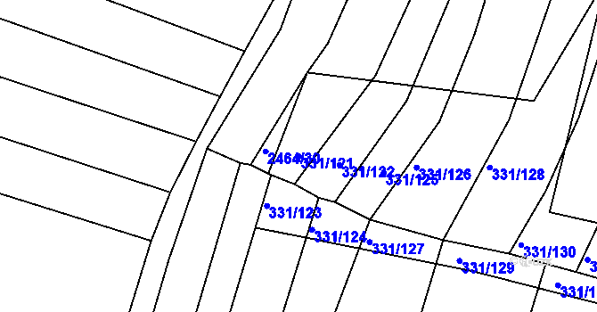Parcela st. 331/121 v KÚ Jedovnice, Katastrální mapa