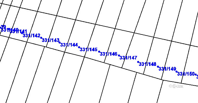 Parcela st. 331/146 v KÚ Jedovnice, Katastrální mapa