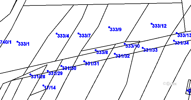 Parcela st. 333/8 v KÚ Jedovnice, Katastrální mapa