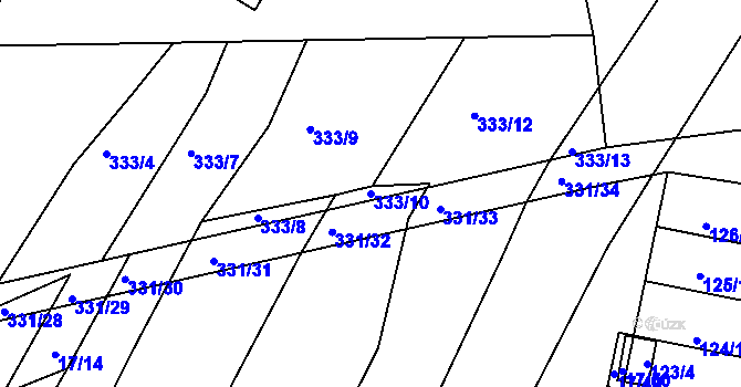 Parcela st. 333/10 v KÚ Jedovnice, Katastrální mapa