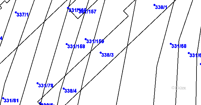 Parcela st. 338/3 v KÚ Jedovnice, Katastrální mapa