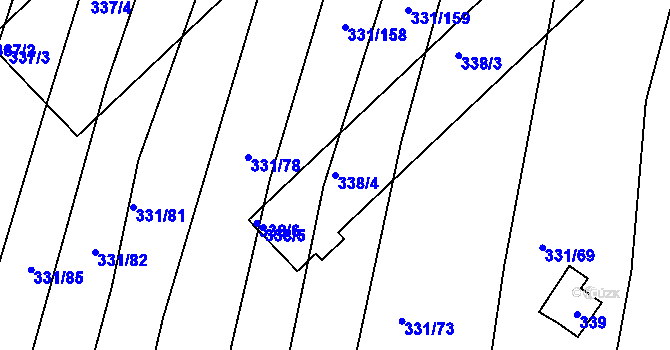 Parcela st. 338/4 v KÚ Jedovnice, Katastrální mapa