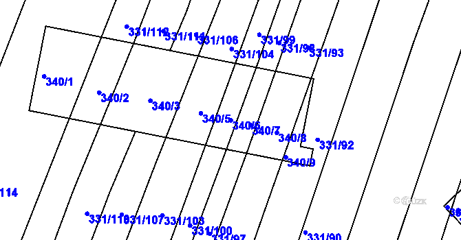 Parcela st. 340/6 v KÚ Jedovnice, Katastrální mapa