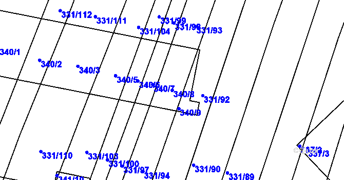 Parcela st. 340/8 v KÚ Jedovnice, Katastrální mapa