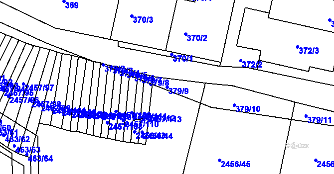 Parcela st. 379/9 v KÚ Jedovnice, Katastrální mapa