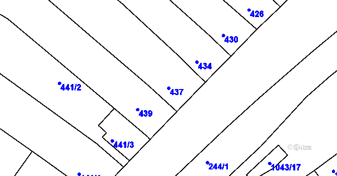 Parcela st. 437 v KÚ Jedovnice, Katastrální mapa