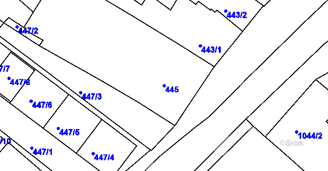 Parcela st. 445 v KÚ Jedovnice, Katastrální mapa