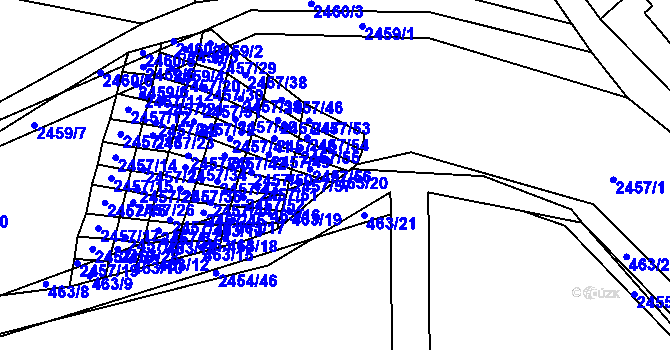 Parcela st. 463/20 v KÚ Jedovnice, Katastrální mapa