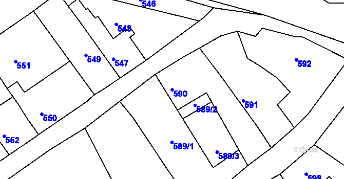 Parcela st. 590 v KÚ Jedovnice, Katastrální mapa