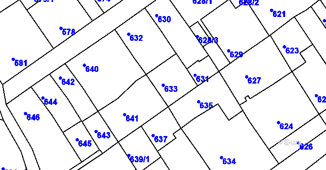 Parcela st. 633 v KÚ Jedovnice, Katastrální mapa