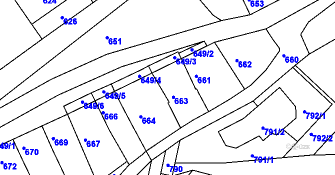Parcela st. 663 v KÚ Jedovnice, Katastrální mapa