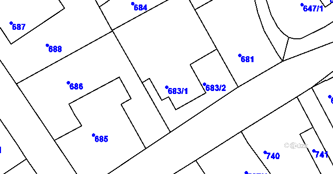 Parcela st. 683/1 v KÚ Jedovnice, Katastrální mapa