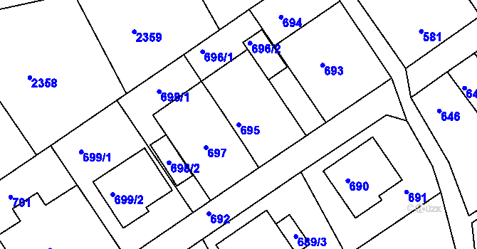 Parcela st. 695 v KÚ Jedovnice, Katastrální mapa