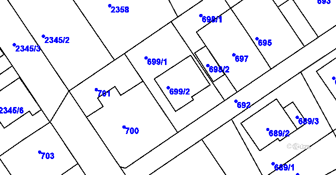 Parcela st. 699/2 v KÚ Jedovnice, Katastrální mapa