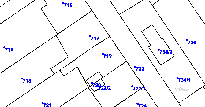 Parcela st. 719 v KÚ Jedovnice, Katastrální mapa