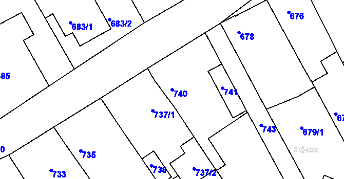 Parcela st. 740 v KÚ Jedovnice, Katastrální mapa
