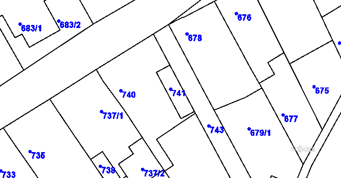 Parcela st. 741 v KÚ Jedovnice, Katastrální mapa
