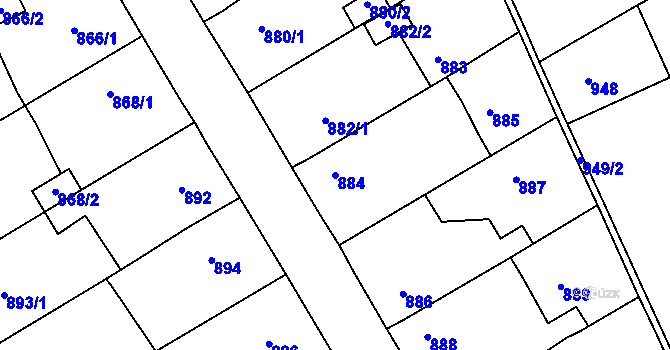 Parcela st. 884 v KÚ Jedovnice, Katastrální mapa