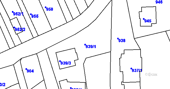 Parcela st. 939/1 v KÚ Jedovnice, Katastrální mapa