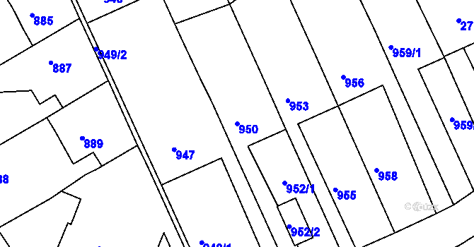 Parcela st. 950 v KÚ Jedovnice, Katastrální mapa