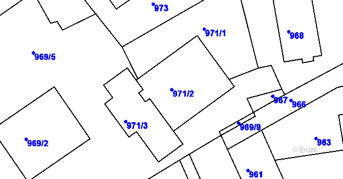 Parcela st. 971/2 v KÚ Jedovnice, Katastrální mapa