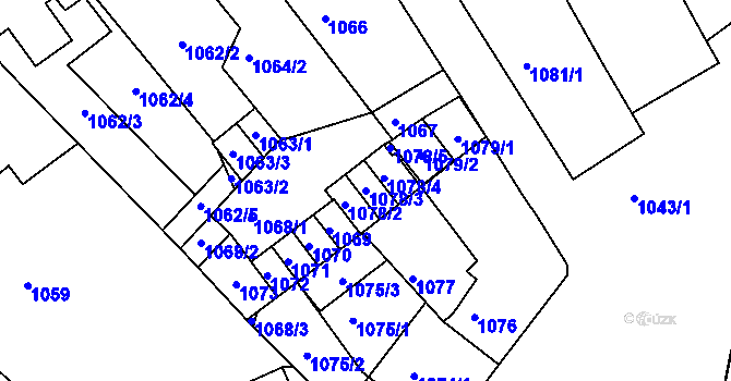 Parcela st. 1078/3 v KÚ Jedovnice, Katastrální mapa