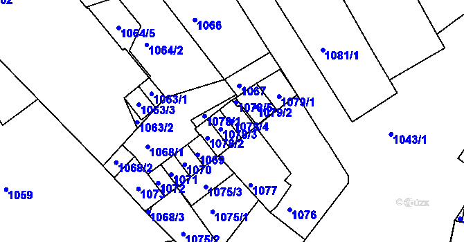 Parcela st. 1078/4 v KÚ Jedovnice, Katastrální mapa