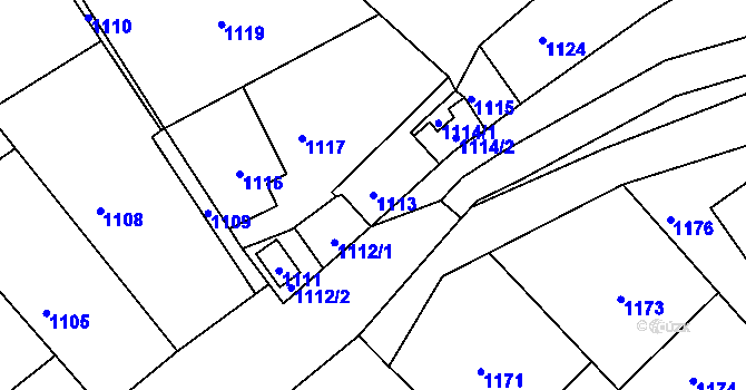 Parcela st. 1113 v KÚ Jedovnice, Katastrální mapa