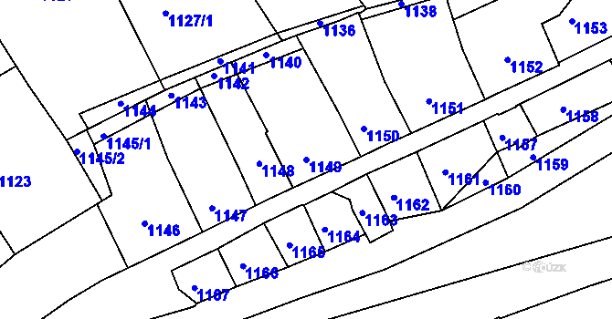 Parcela st. 1149 v KÚ Jedovnice, Katastrální mapa