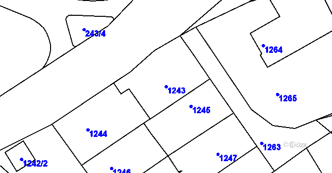 Parcela st. 1243 v KÚ Jedovnice, Katastrální mapa